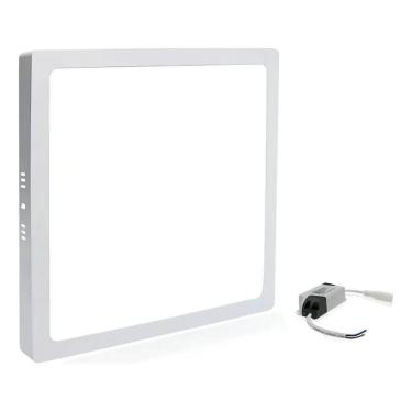 Imagem de 2X Painel Plafon Led 24W 25W Quadrado Sobrepor 30Cm Branco F