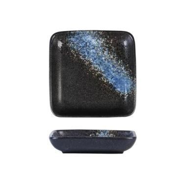 Imagem de prato de lanche Prato de sushi cerâmica quadrado, prato raso para molho, utensílios cozinha bonitos tigela de sopa