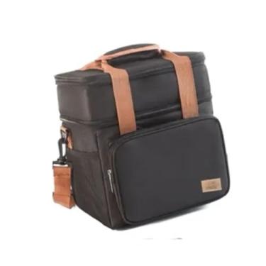 Imagem de Bolsa Térmica 2 Compartimentos 4L Isolamento Térmico Alimentos Bebidas (Preto)