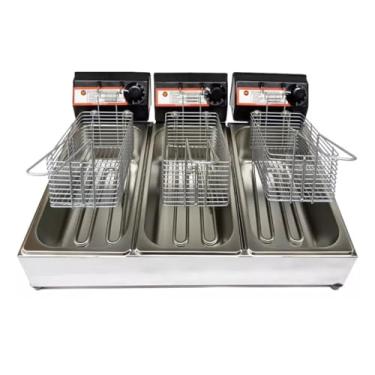 Imagem de Fritadeira Eletrica com Óleo Cuba Tripla + Escorredor de Fritura Industrial 1500W 9 Litros Ideal para Batata Frita, Pastel, Kibe, Pedaços de Frango (220V)
