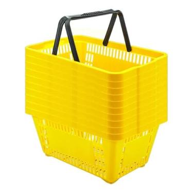 Imagem de 10 Cesta De Compra 16L Reforçada Supermercado Loja (Amarela)