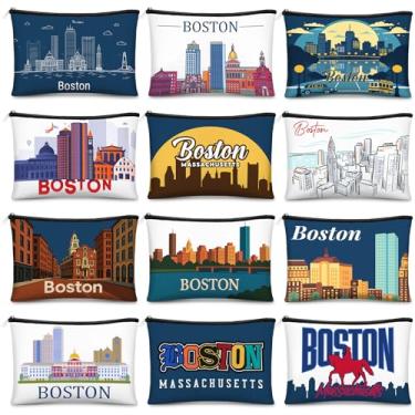 Imagem de Reginary 12 peças de presentes de lembrança da cidade, presentes do estado do Texas, lembranças, da cidade de Chicago, bolsa de maquiagem da Califórnia, bolsa de cosméticos com zíper para mulheres