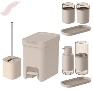 Imagem de Kit Banheiro Lavabo Completo Linha Dual Ou 8 peças, Creme