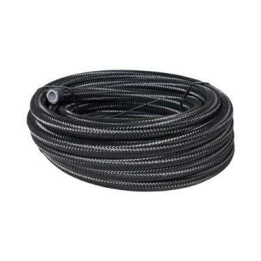 Imagem de Mangueira De Combustível De Aço Inoxidável Trançada PTFE Preta E Prata