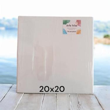 Imagem de Tela para Pintura em Algodão, 20x20 cm, Branco, Chassi em Madeira, para Tinta Óleo e Acrílica (05)