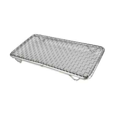 Imagem de Generic Rede de churrasco japonesa retangular para fritura, peneira antiderrapante de malha de aço inoxidável para camping, acessórios para churrasco, 20cmx10cmx1.5cm