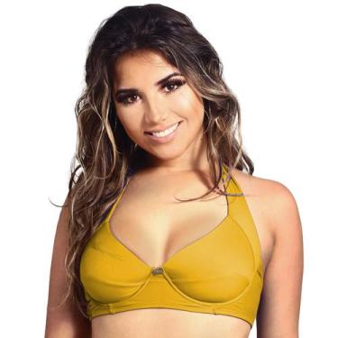 Imagem de Top de Biquíni Plus Size sem Bojo Meia Taça - Estigma, G, Amarelo