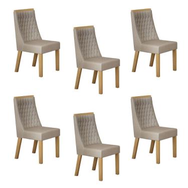 Imagem de Conjunto 6 Cadeiras para Sala de Jantar Luna Palha
