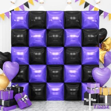 Imagem de Balões de parede quadrada dupla face dourada roxa preta, kit de arco de túnel de balões de folha cromada para formatura, aniversário, Páscoa, chá de bebê, Natal, decoração de fundo de festa de festa