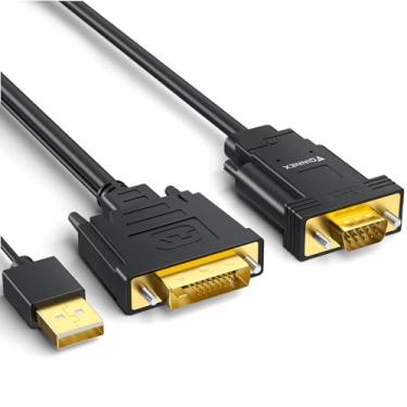 Imagem de FOINNEX Cabo DVI para VGA de 1,6 m, cabo unidirecional DVI-D para VGA macho para macho, cabo de conversão de PC para monitor suporta 1080P