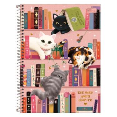 Imagem de Caderno Universitário Espiral 1 Matéria Purrfect Cats 80 Folhas Tilibr
