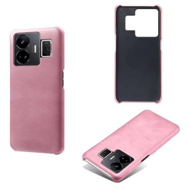 Imagem de Capa para OPPO Realme GT Neo 5 5G,Proteção contra quedas,Casca de volta de cor sólida simples,Design de couro de imitação de plástico-Pink