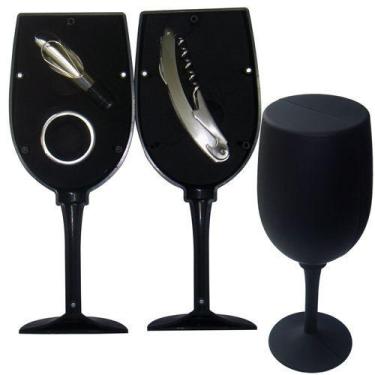 Imagem de Kit Abridor de Vinho Tipo Taça 3pçs Preto - Casita