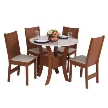 Imagem de Conjunto Mesa Redonda Maya com 4 Cadeiras - São Carlos - Moveis Sao Ca