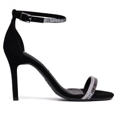 Imagem de Sandália Feminina Via Marte Nobuck Salto Alto Preto, Preto, 36