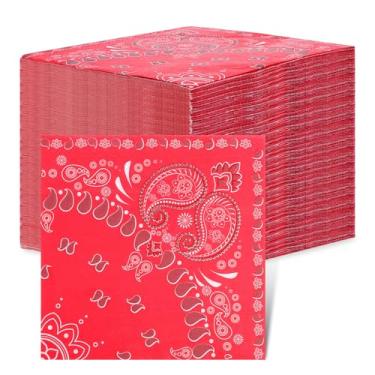 Imagem de Guardanapos de bandana de festa ocidental, 200 peças, 2 camadas, descartáveis, com estampa paisley, guardanapo de papel com tema caubói, artigos de festa para festa de aniversário de cowboy ocidental