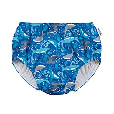 Imagem de green sprouts Fralda de natação absorvente reutilizável pull-up, Tubarões azul-royal, 4 Anos
