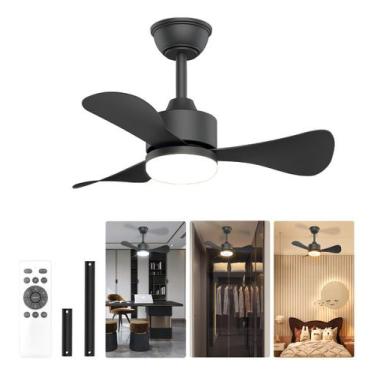Imagem de Ventilador De Teto Preto Moderno com Luz Led e Controle, Silencioso, M