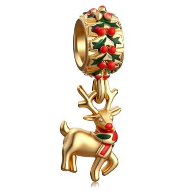 Imagem de MiWangLing Berloque de Natal Elfo Veado Gengibre Homem Pinguim Doce Doce Pingente para Pulseira Pandora Presente de Natal, Metal Strass Cristal Metal esmalte Strass cristal, Base