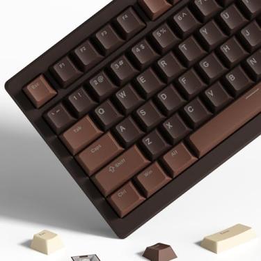 Imagem de Womier Brown PBT Keycaps 60 65 75 100 Percent, Shine Through Keycaps Cherry Profile Custom Key caps Set for Cherry Gateron MX Switches Mechanical Keyboard-Brown Creamy