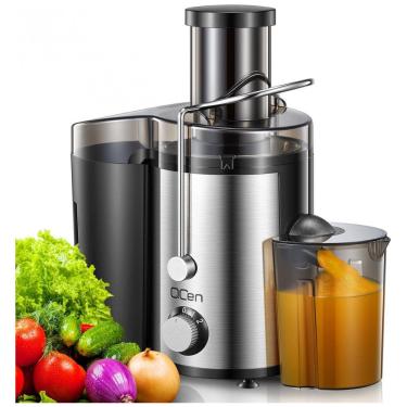 Imagem de Extrator de Sucos Qcen, 800W Centrífugo com Boca Larga para Frutas e Vegetais, Fácil de Limpar, Aço Inoxidável, Livre de BPA Preto 800W