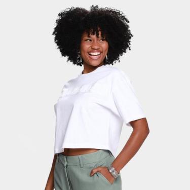 Imagem de Camiseta Cropped Calvin Klein Embossed Feminina, Branco, G