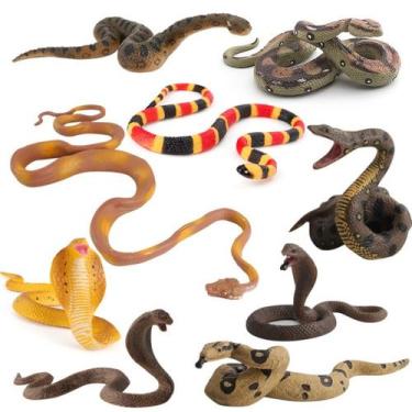 Imagem de Conjunto de figuras de animais, 9 peças realistas de cobra, PVC, Cobra