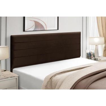 Imagem de Cabeceira Estofados Casal Queen Quarto 1,64cm Talita Suede Marrom Madelina Decor