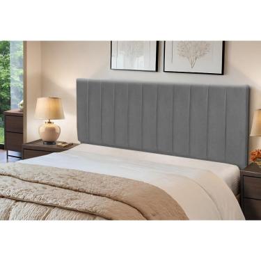 Imagem de Cabeceira Estofados Casal King Quarto 1,95cm Lilian Suede Cinza Madelina Decor