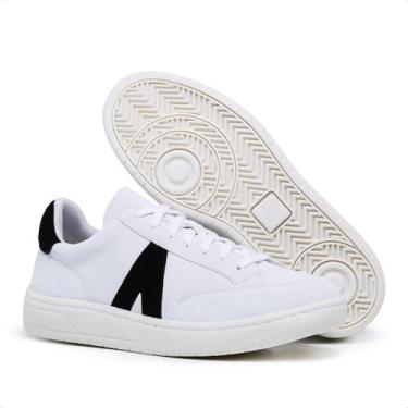 Imagem de Tenis Branco Escolar com Preto Resistente e Estiloso, 38