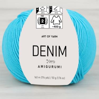Imagem de Jeans Amigurumi Fio Arte 55% Algodão 45% Poliacrílico 50 g 174 m Macio Suave Esporte Fino (2) para Crochê, Tricô, Cobertores de Tricô, Roupas de Bebê Mais Cores (Turquesa Viva, Pacote 1)