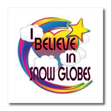 Imagem de 3dRose Globos de neve Cute Believer Design transferência de calor com ferro sobre transferência, 25,4 cm/25,4 cm, branco