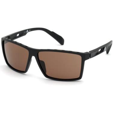 Imagem de adidas Óculos de sol retangulares SP0010 para homens + conjunto com kit de acessórios para óculos, Preto fosco/marrom, 63MM