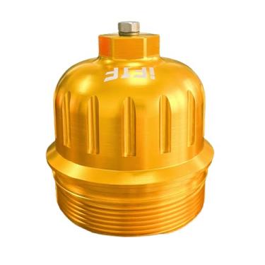 Imagem de iFJF Substituição da tampa do filtro de combustível 134001 para GM Duramax 6.6L L5P Chevy Silverado/GMC Sierra 2500HD 3500HD 3500HD 2024 de alumínio com plugue de drenagem (dourado)