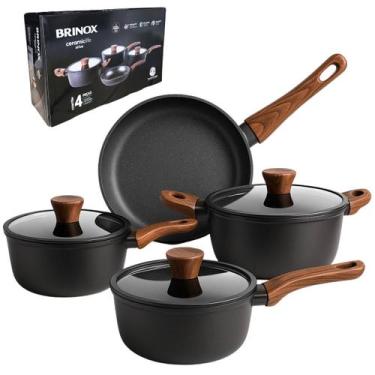 Imagem de Jogo De Panelas Brinox Cerâmica Com Indução Sirius 4 Peças, Preto