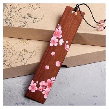 Imagem de ASDJKL Material escolar criativo pintado esculpido flor de ameixa Sakura marcador de livro de madeira presente escolar leitura estilo chinês clipe de livro acessórios suprimentos marcador de página