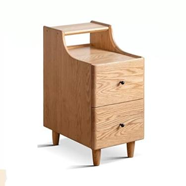 Imagem de Sofá mesa de cabeceira doméstica armário de armazenamento ultra-estreito moderno minimalista quarto gaveta dupla armário armário mesa pequena (B-30 * 45 * 60 cm)