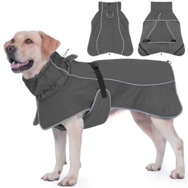 Imagem de HezzLuv Casaco impermeável para cães com alças refletivas, orifício para coleira e forro de lã polar, jaqueta de inverno lavável na máquina para cães pequenos, médios e grandes, quente, colete à prova