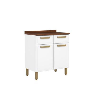 Imagem de Balcão De Aço Tampo 2 Portas 2gavetas Branco Bella Bertolini Branco