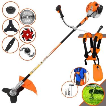Imagem de Roçadeira Vulcan VR520H À Gasolina 2,5HP 52cc Com Lâmina Facão + Lâmina 3 Pontas + Lâmina 6 Pontas + Disco 40 Dentes + Trimmer + Carretel de Nylon
