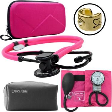 Imagem de Kit Esteto Black Aparelho Pressao Premium Esfigmomanometro - P.A MED, 