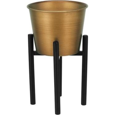 Imagem de CACHEPÔ 25x15x15cm METAL DOURADO COM SUPORTE OCTAVE - HOMECO