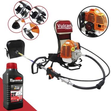 Imagem de Roçadeira Vulcan VRC430 À Gasolina 43cc 1,7HP Com Carretel de Nylon + Faca 2 Pontas + Enxada Capinadeira + Enxada Cultivadora + ÓLEO TOYAMA 2 Tempos