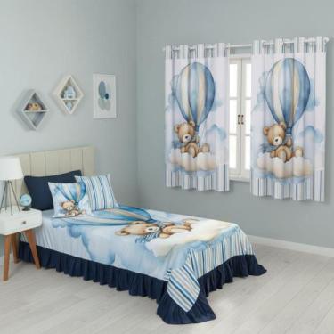 Imagem de Kit Cortina 2 Metros e Colcha Cobre Leite Infantil 07 Peças Para Quart