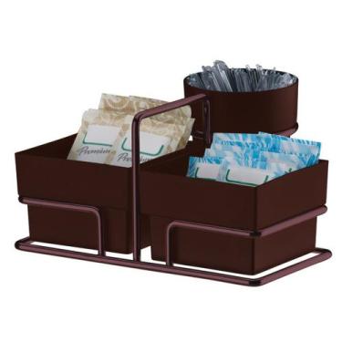 Imagem de Porta Sachês Café Chá Açúcar Sal Com Porta Pázinhas Mexedores Suporte 