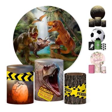 Imagem de Painel De Festa E Capa Cilindro Decoração Sublimad Dinossaur