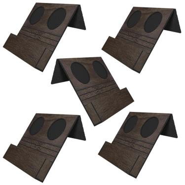 Imagem de Kit 05 Esteiras Bandejas Com Suporte Para Copos e Controle Para Sofá MDF Tabaco - Gran Belo