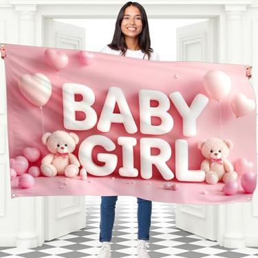 Imagem de Banner Baby Girl - Faixa It's a Girl 1,5 x 0,9 m - Decorações Welcome Sweet Baby Girl para chá de bebê ou festa de revelação de gênero