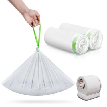 Imagem de Pacote com 80 sacos de areia para gatos, apto para caixa de areia autolimpante para gatos Meo Want MW-SC01/MW-SC01-Y/MW-LR01, cordão de 1,5 mil de espessura, caixa de areia para gatos resistente