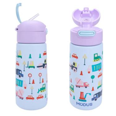 Imagem de Garrafa Térmica Infantil Modus Inox 500ml Com Canudo Isolamento A Vácu